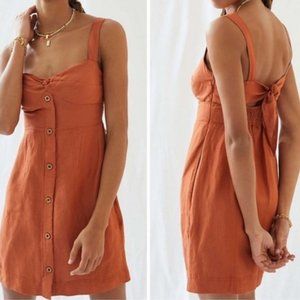 Anthropologie Maeve Burnt Orange Tie Back Mini Dress